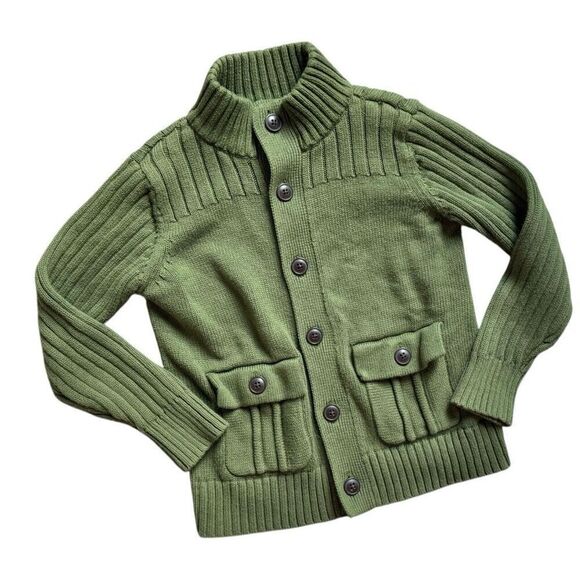 Toddler Boys Old Navy Forest Green Button Down Ribbed Button Sweater - Sz 5T - Picture 1 of 1